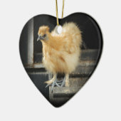 een mooi Silkie Bantam Chicken afbeelding. Keramisch Ornament (Links)