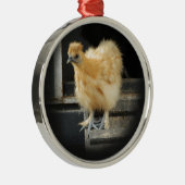 een mooi Silkie Bantam Chicken afbeelding. Metalen Ornament (Rechts)