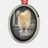 een mooi Silkie Bantam Chicken afbeelding. Metalen Ornament (Links)