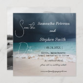 Een mooi strand op de Seychellen, je afbeelding re Save The Date (Voorkant / Achterkant)