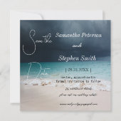 Een mooi strand op de Seychellen, je afbeelding re Save The Date (Voorkant)