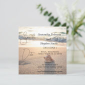 Een mooi strand op de Seychellen, je afbeelding re Save The Date (Staand voorkant)