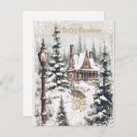 Een mooi vintage kerst Kaart Design (Voorkant / Achterkant)