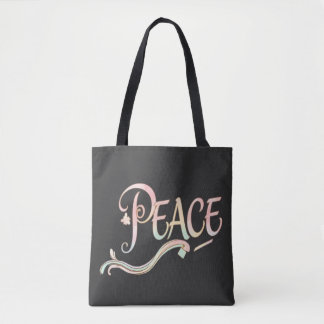 Een mooi, vloeiend schrift van het woord "Vrede" v Tote Bag