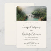 Een mooi waterval door een Lush Green Forest Weddi Kaart (Voorkant / Achterkant)