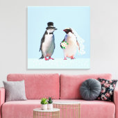 Een mooi weddenschap met een pinguïn-paar op licht canvas afdruk (Insitu (Woonkamer))