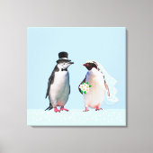 Een mooi weddenschap met een pinguïn-paar op licht canvas afdruk (Voorkant)