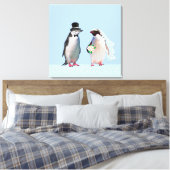 Een mooi weddenschap met een pinguïn-paar op licht canvas afdruk (Insitu (Slaapkamer))