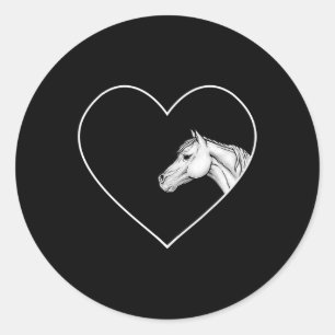 Een mooi wit paard om meisjes het hart van ronde sticker