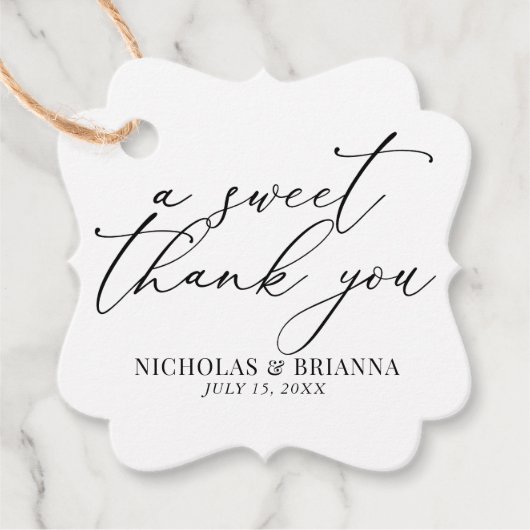 Een mooi, zwart en wit, klassieke bruiloft bedankjes labels (Voorkant)