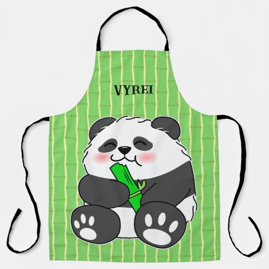 Een Mooie Baby Panda Die Bamboestengel Eet Schort (Voorkant)