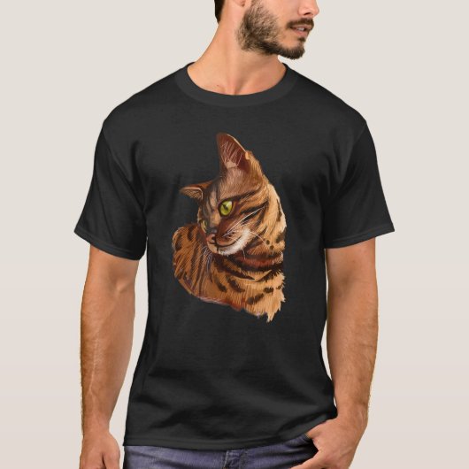 Een mooie Bengal-kat-hand tekende een katje kat. T-shirt (Voorkant)