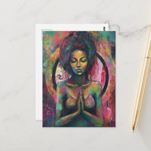 Een mooie biddende vrouw briefkaart