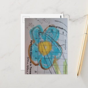 Een mooie blauwe bloem op een vintage tekstboekpag briefkaart