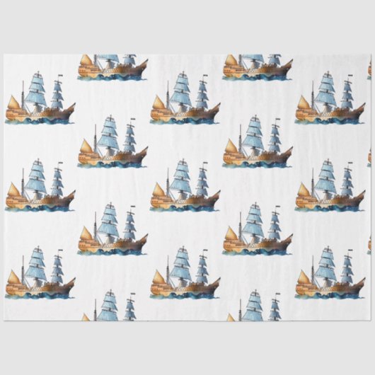 Een mooie blauwe nautische serie ontwerp 12 tissuepapier (Voorkant)