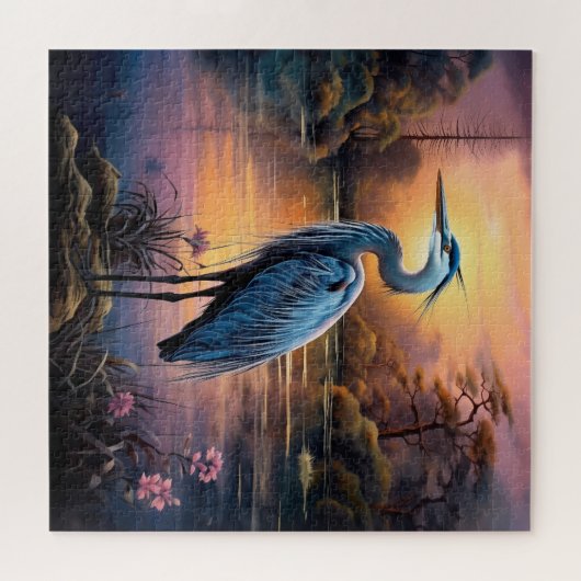 Een mooie blauwe reiger legpuzzel (Horizontaal)