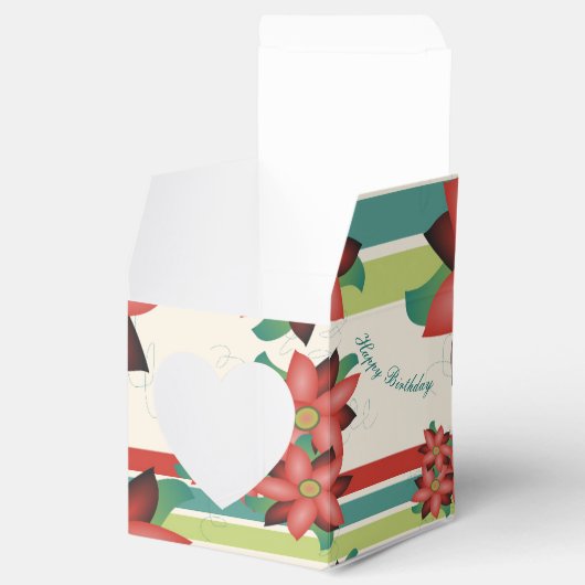 Een mooie bloemrijke papieren hart chocolade gunst bedankdoosjes (Geopend)