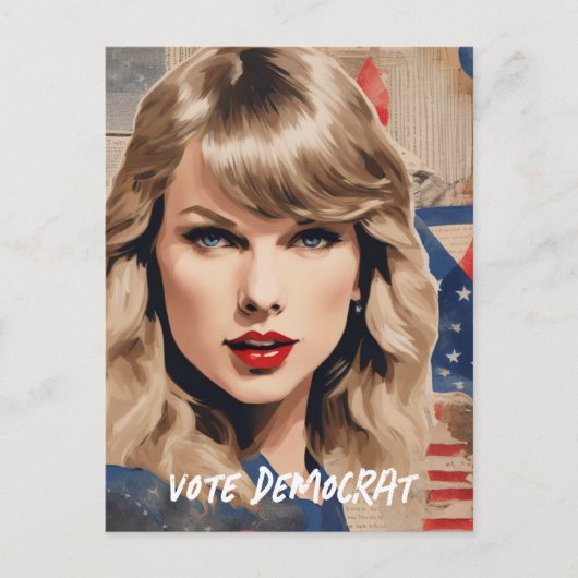 Een mooie blonde vrouw stemmen Democrat Collage Briefkaart (Voorkant)