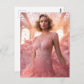 Een mooie blondine in roze briefkaart (Voorkant / Achterkant)