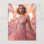 Een mooie blondine in roze briefkaart (Voorkant)