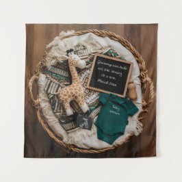 Een mooie boho vintage zwangerschapsaankondiging  wandkleed