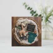 Een mooie boho  zwangerschapsaankondiging feestdagenkaart (Staand voorkant)