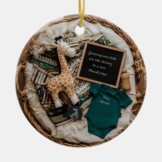 Een mooie boho  zwangerschapsaankondiging keramisch ornament (Voorkant)