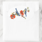 Een mooie  boom bloeit rode bloemen ovale sticker (Tas)