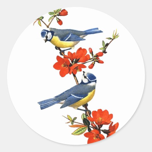 Een mooie  boom bloeit rode bloemen ronde sticker (Voorkant)
