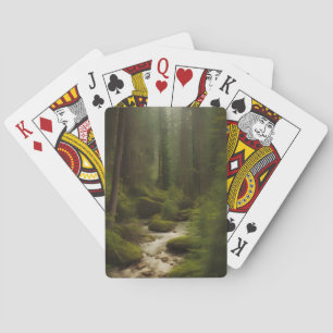 Een mooie bosstroom pokerkaarten