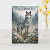 Een mooie boswolf kaart (Gele Bloem)