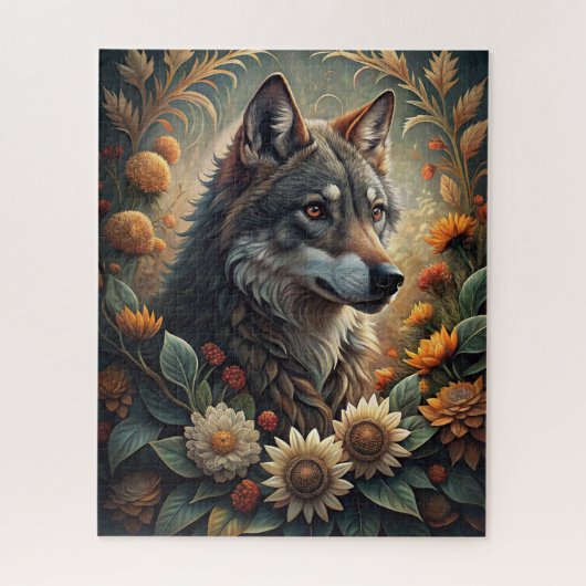 Een mooie boswolf legpuzzel (Verticaal)