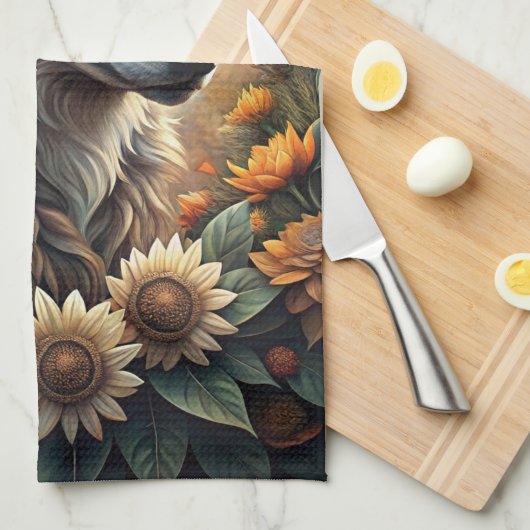 Een mooie boswolf theedoek (Quarter Fold)