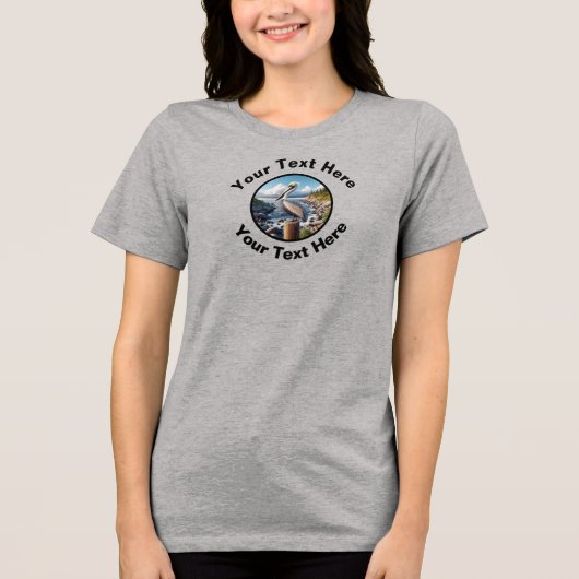 Een mooie bruine pelikaan met aangepaste tekst Tri-Blend shirt (Voorkant)
