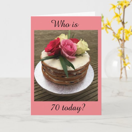 EEN MOOIE CAKE VOOR UW **70th** BIRTHDAY-Kaart Kaart (Gele Bloem)