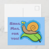 Een mooie cartoon slak op een blad briefkaart (Voorkant / Achterkant)