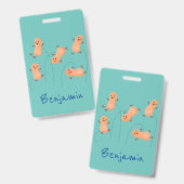 Een mooie cartoon van een pinda's badge (Voor- en achterkant)