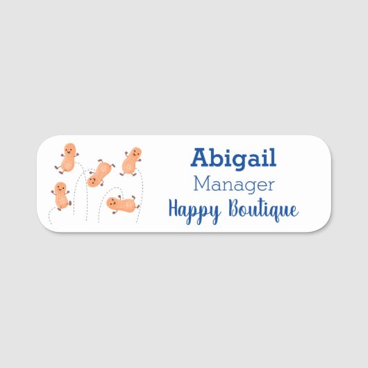 Een mooie cartoon van een pinda's naamplaatje (Voorkant)