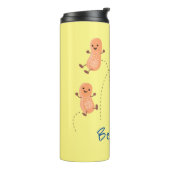 Een mooie cartoon van een pinda's thermosbeker (Gedraaid links)