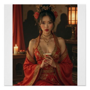 Een mooie Chinese courtisane moordenaar Perfect Poster