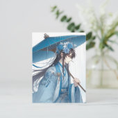 Een mooie Chinese Heer (oosterse manga stijl) Briefkaart (Staand voorkant)