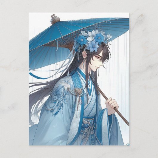 Een mooie Chinese Heer (oosterse manga stijl) Briefkaart (Voorkant)