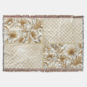 Een mooie combinatie van bloemen, goudstippen kuns deken