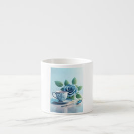 Een mooie combinatie van een blauwe theekop en een espresso kop