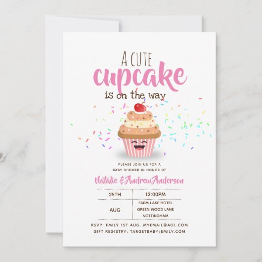 Een Mooie Cupcake Komt Er Aan Sprinkles Meisjes Kaart (Voorkant)