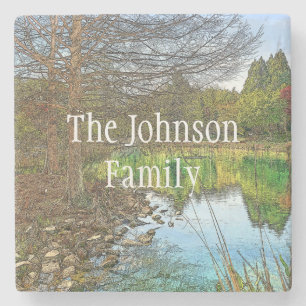 Een mooie dag aan het meer stenen onderzetter