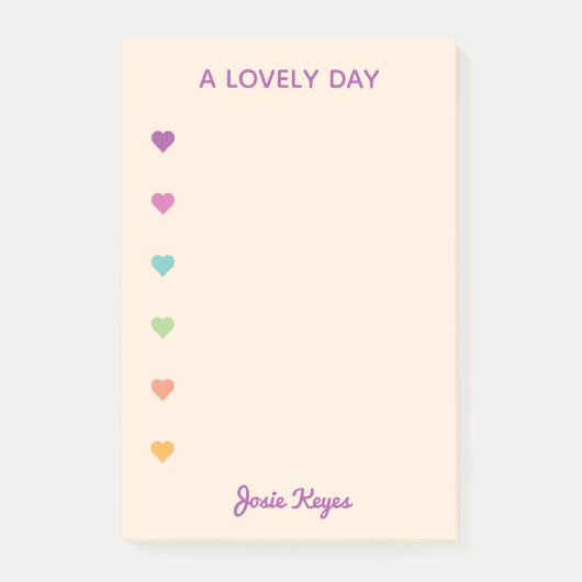 Een mooie dag kleurrijke harten checklist post-it® notes (Voorkant)