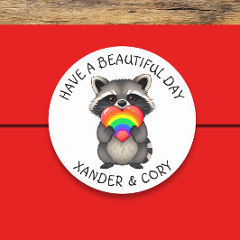 Een mooie dag | LGBTQ-wasbeer Ronde Sticker