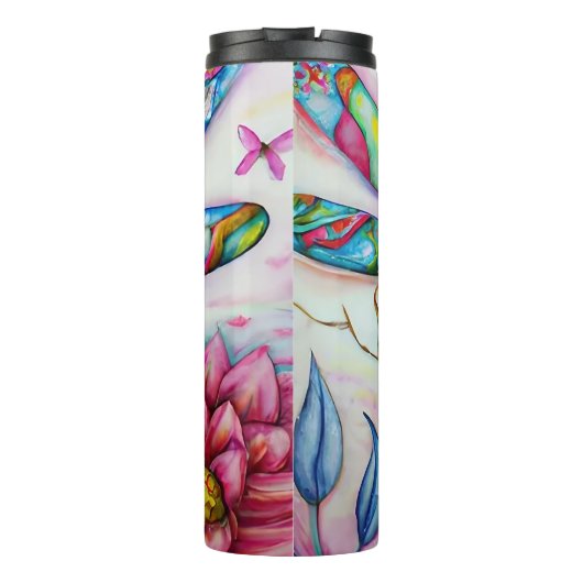 Een mooie dag, Waterverf Dragonfly, personaliseren Thermosbeker (Achterkant)