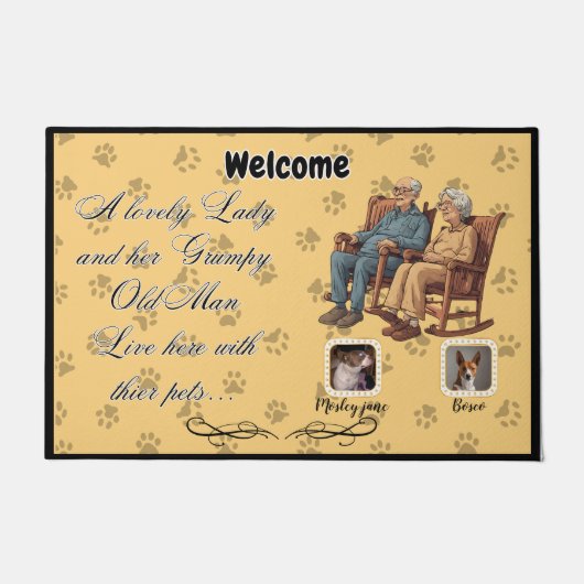 Een mooie dame en chagrijnig oud man deurmat (Voorkant)